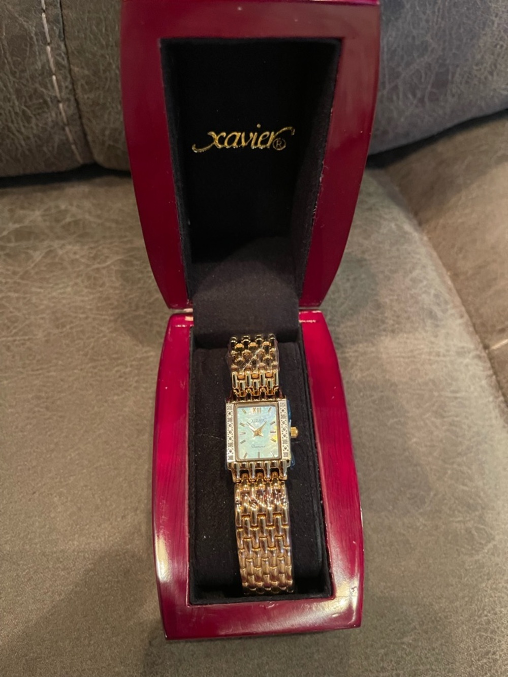 Vintage Xavier Gold Tone Ladies Watch with Mother of Pearl Dial